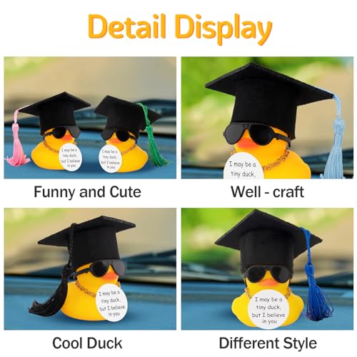 Image of wonuu Graduation Rubber Duck Car Ornament, Cool Car Dashboard Decorations, Funny Car Accessories for Graduation Gift, Purple
