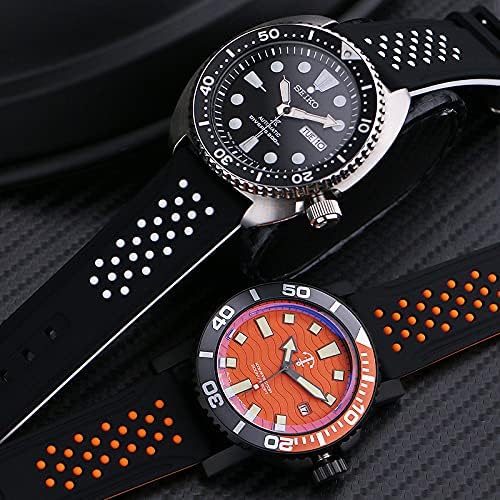 StrapsCo コントラストの効いた穴あきシリコンラバークイックリリース腕時計バンドストラップ - 色をお選びください - 20m