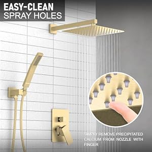 Shower system bathroom luxury 12 inch rain shower head with handheld mixer shower combo set wall mounted shower faucet trim with valve brush gold  urban country home decor