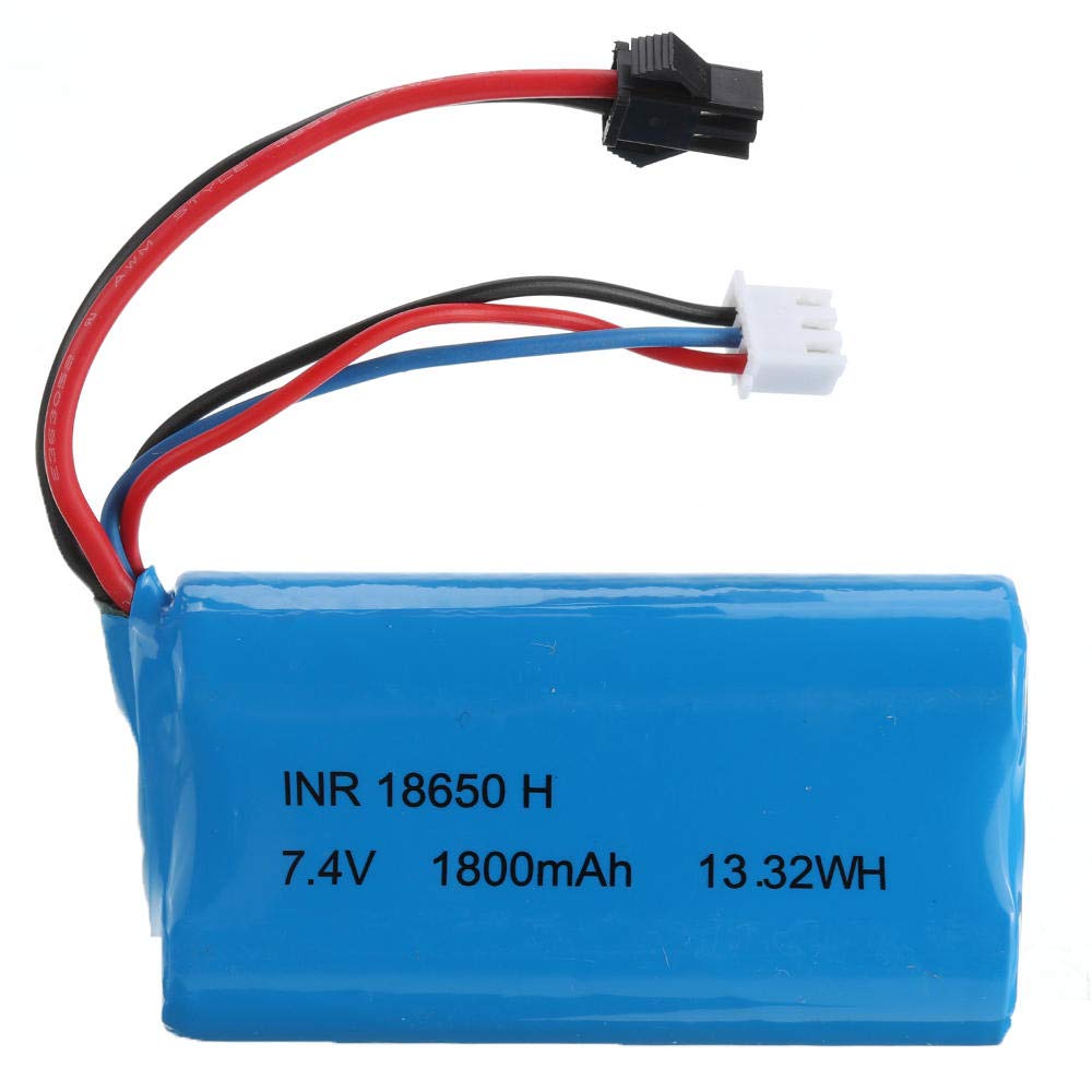elegantstunning HS 18650 7.4V 1800MAH 10C 2S Lipo Battery JST/SM Plug for 18301/18302 18311/18312 Rc Car SM Black (plug)