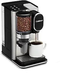 Cuisinart - Máquina de café de uma só peça moinho de café com 8, 10 e 12 onças, tamanho da porção, compatível com cápsulas de copo único, depósito removível de 40 onças, aço inoxidável, DGB-2SS
