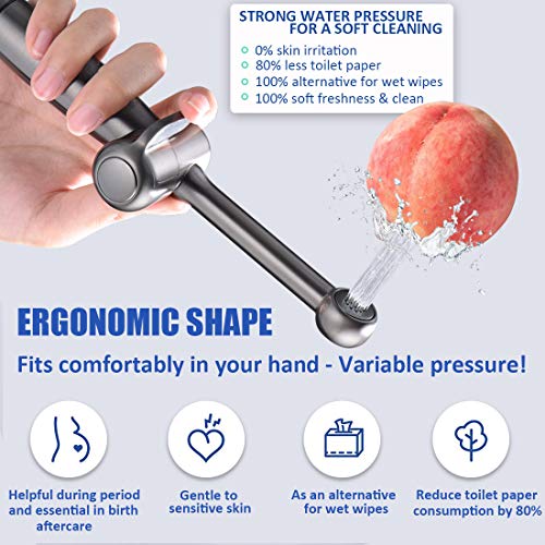 Sontiy Handheld Bidet Toilet Sprayer, Brass Cloth Diaper Toilet Sprayer Kit, Bathroom Toilet Bidet Attachment Set For Bathing Pets Feminine Hygiene, Stylish Black Stainless, 5 Year Warranty #TOP1