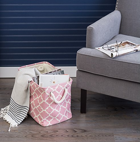 Dii Polyester Container With Handles, Lattice Storage Bin, Large, Rose Lattice #TOP5