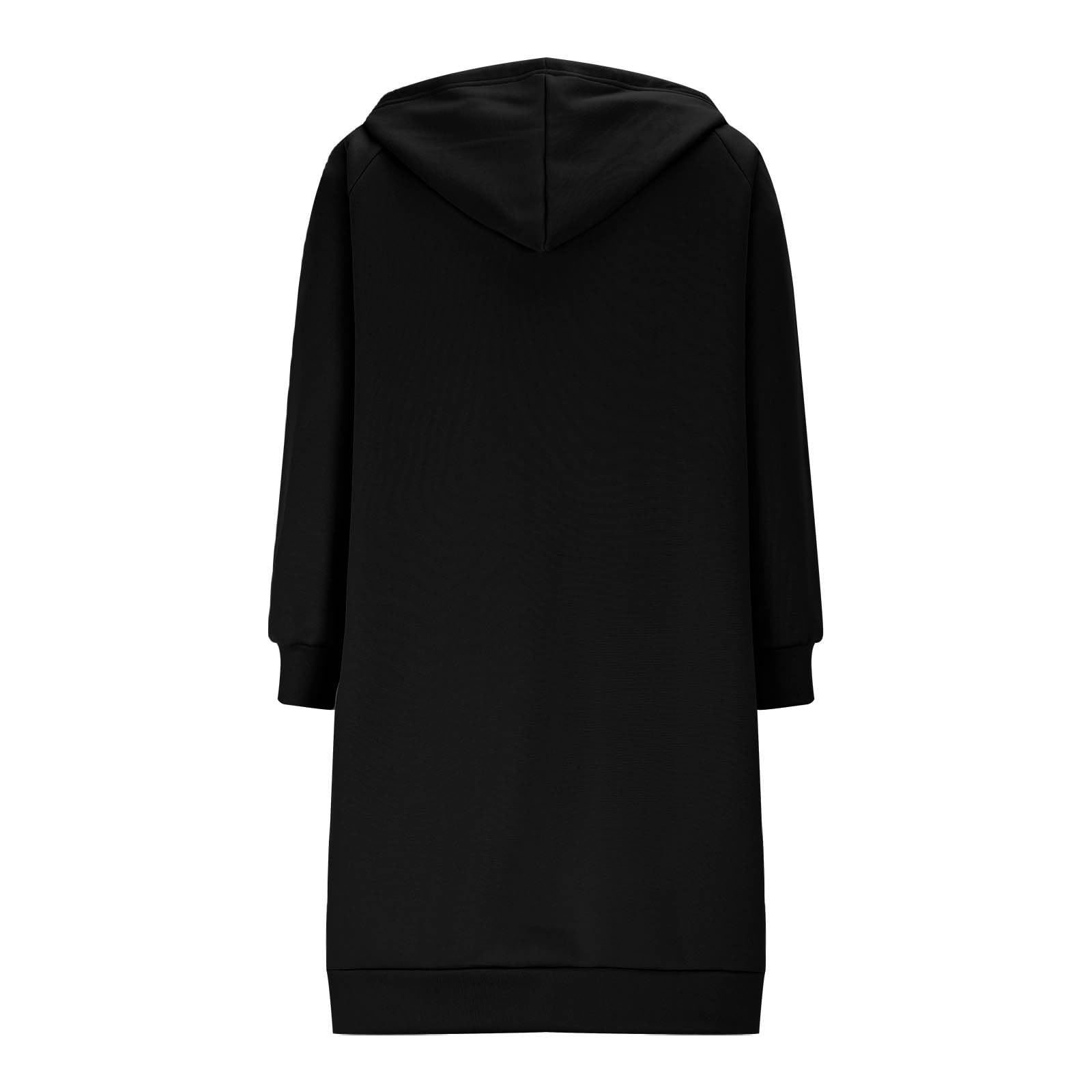 Générique Sweat Long à Capuche Zippé Femme Manteau Automne Hiver Chaud Sweatshirt Uni Rétro Veste Manches Longues Légère Décontractée Pull Comfortable avec Poches Hoodies