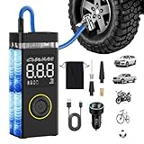Tire Inflator Portable Air Compressor,150PSl 20000mAh Pump with Pressure Gauge,3x Fast Inflation Cordless,Dual Light Compressor for Cars Bicycles Motorcycles Ball