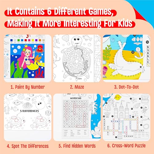 Image of Mermaid World Coloring Poster, Large Coloring Activity Paper 75 inch x 31 inch Jumbo Size Ocean-themed Paper DIY Painting Drawing Banner /Tablecloth for School, Wall Decor