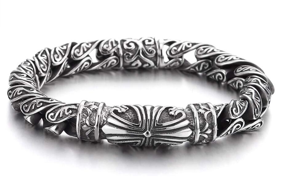 Pulsera de acero inoxidable estilo tribal para hombre 22 cm miniatura 7