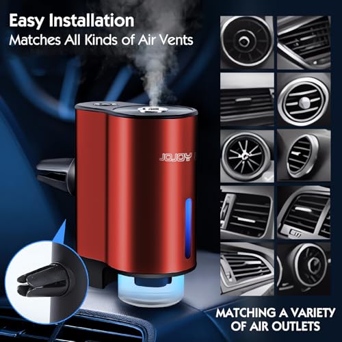 Image of 2024 Smart Air Freshener & Diffuser, 3-Mode Adjustable Rechargeable Ultrasonic Atomizer, Car Scent Diffuser with 3 Fragrance Bottles, Red