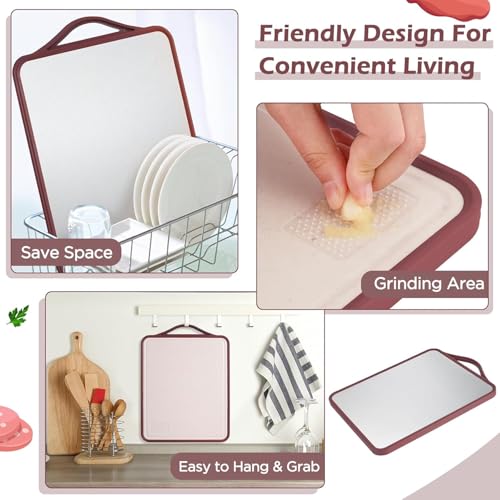 Image of RENVA Stainless Steel Cutting Board,Double Sided Steel Cutting Boards for Kitchen,Stainless Steel /Wheat Straw pp Large Board for Meat,Non Toxic Chopping(38x29 Brown)