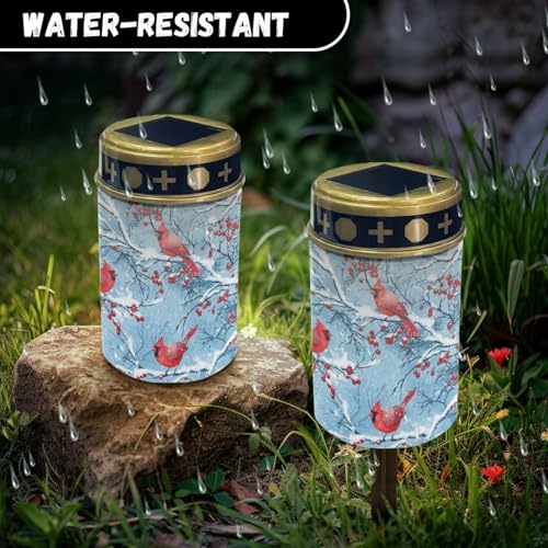 Image of Red Cardinal Bird Solar Grave Lights for Cemetery Flameless Solar Powered Light for Prayer Waterproof Outdoor Christmas Decor Cemetery Solar Lights for Grave Lamp