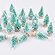 24 Stück künstliche Mini-Weihnachts-Sisal-Schnee-Frost-Bäume mit Holzsockel, Flaschenbürste, Bäume, Kunststoff, Winterschnee-Ornamente, Tisch-Bäume für Weihnachtsfeier, Heimdekoration (grün)