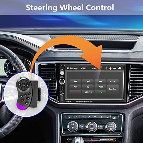 Podofo Double Din Car Stereo Radio 7 Inch Touch Screen Bluetooth Handsfree Mirror Link Usb Sd Fm Audio Receiver With Backup Camera Wireless Remote Control Steering Wheel Control #TOP6
