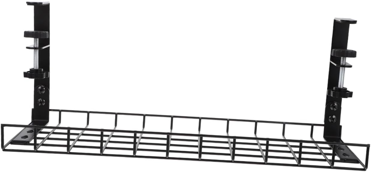 Luxshiny Desk Cable Management Tray No Drill Cable Storage Rack Wire Organizer for Office Desk and Cord Organization 500mm Black