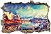 Produktbild Schneelandschaft in einem Dorf in Norwegen Kunst Pinsel Effekt Wanddurchbruch im 3D-Look, Wand- oder Türaufkleber Format: 62x42cm, Wandsticker, Wandtattoo, Wanddekoration