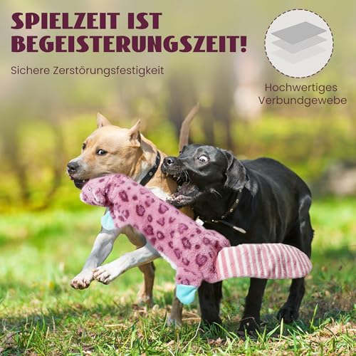 Nocciola 2 Pack Knister-, Quietsch- Hundespielzeuge ohne Füllung, aus Weichem und Unzerstörlichem Stoff, für Wasserflaschen, Extra Lange, Plüsch-Kauspielzeuge für Kleine, Mittelgroße und Große Hunde