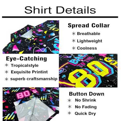 Men's 2 piece 80s 90s rave outfits for Men Hawaiian Shirts with a Bucket Hat3