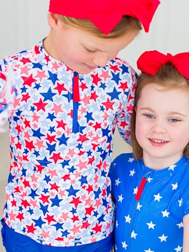 Image of RuffleButts Baby /Toddler Girls Long Sleeve Rash Guard 2 Piece Swimsuit Set w /UPF 50+ Sun Protection with Zipper