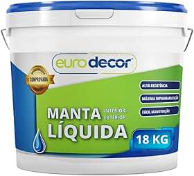 Euro Decor Manta Líquida 18Kg Impermeabilizante para Interior e Exterior, Alta Resistência, Máxima Impermeabilização, Fácil Manutenção (Branco)