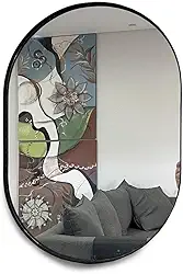 Espelho Oval 60x40cm com Moldura Cor:Preto