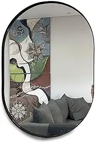 Espelho Oval 60x40cm com Moldura Cor:Preto