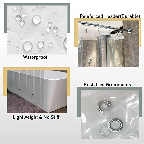 Arayarser Shower Curtain Liner With 5 Bottom Magnets & 8 Magnetic Shower Curtain Clips For Side Of Shower thumb #6