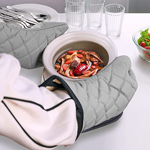 Arcliber TBTCOM-1004-GRAY Oven Mitts 1 Pair Of Quilted Terry Cloth Cotton Lining,Extra Long Professional Classic Oven Mitt Heat Resistant Kitchen Oven Gloves,16 Inch thumb #8
