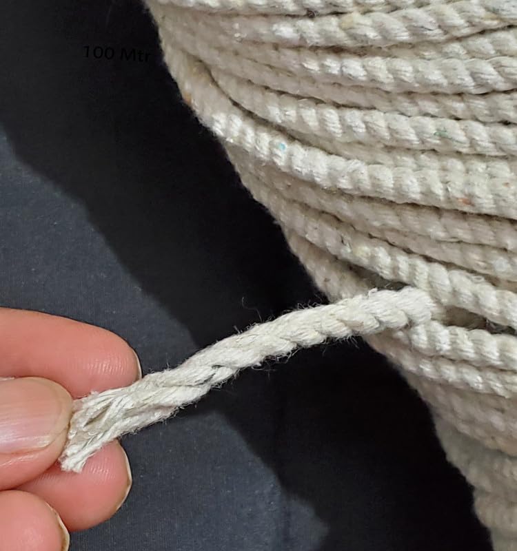 Pure Source India Cloth Line Cotton Rope Braided, for Drying Clothes, 20 Mtr (Natural White) 4