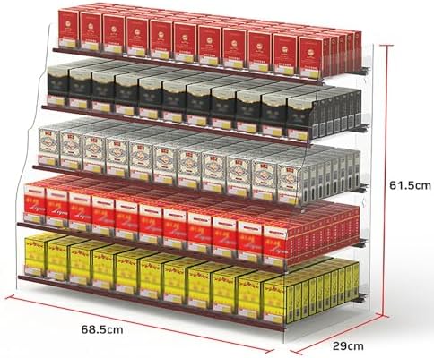 Clear Acrylic Cigarette Display Shelves - Auto-Push Retail Organizer, Hanging Showcase Cabinet for Merchandising, Efficient Storage Solution for Convenience Stores & Retail Shops