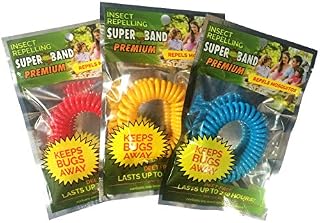 Superband Premium Insect Repellent Bracelet: Assorted Colors - Red, Blue, Yellow (10 Pack)