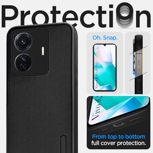 Image of Jkobi Silicone Back Cover Case for Vivo Iqoo Z6 Pro (Textured Grip Design | Camera Protection | Slim and Light Weight | Soft Touch and Feel | Black)