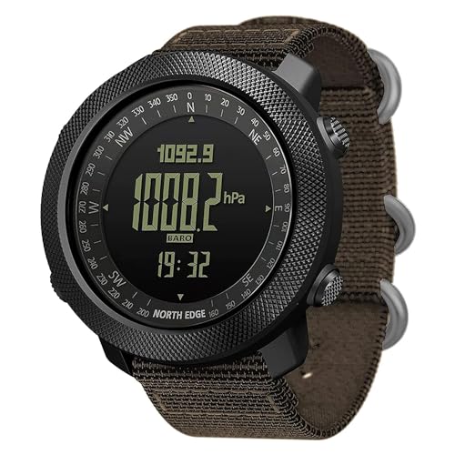 Image of NORTH EDGE Men's Outdoor Sport Altimeter Barometer Compass Digital Military Watch: Apache, Khaki