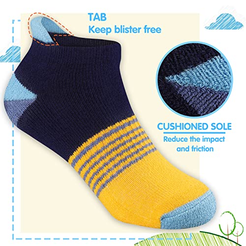 Comfoex Boys Socks 4-10 Years Old 6 Pairs Half Cushioned Short Ankle Athletic Cotton Socks2