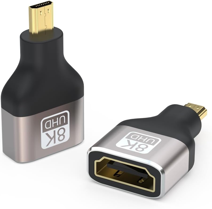 Adaptador HDMI 8K 2 Pack - Micro HDMI Conector Hembra a Macho 2.1 Certificado