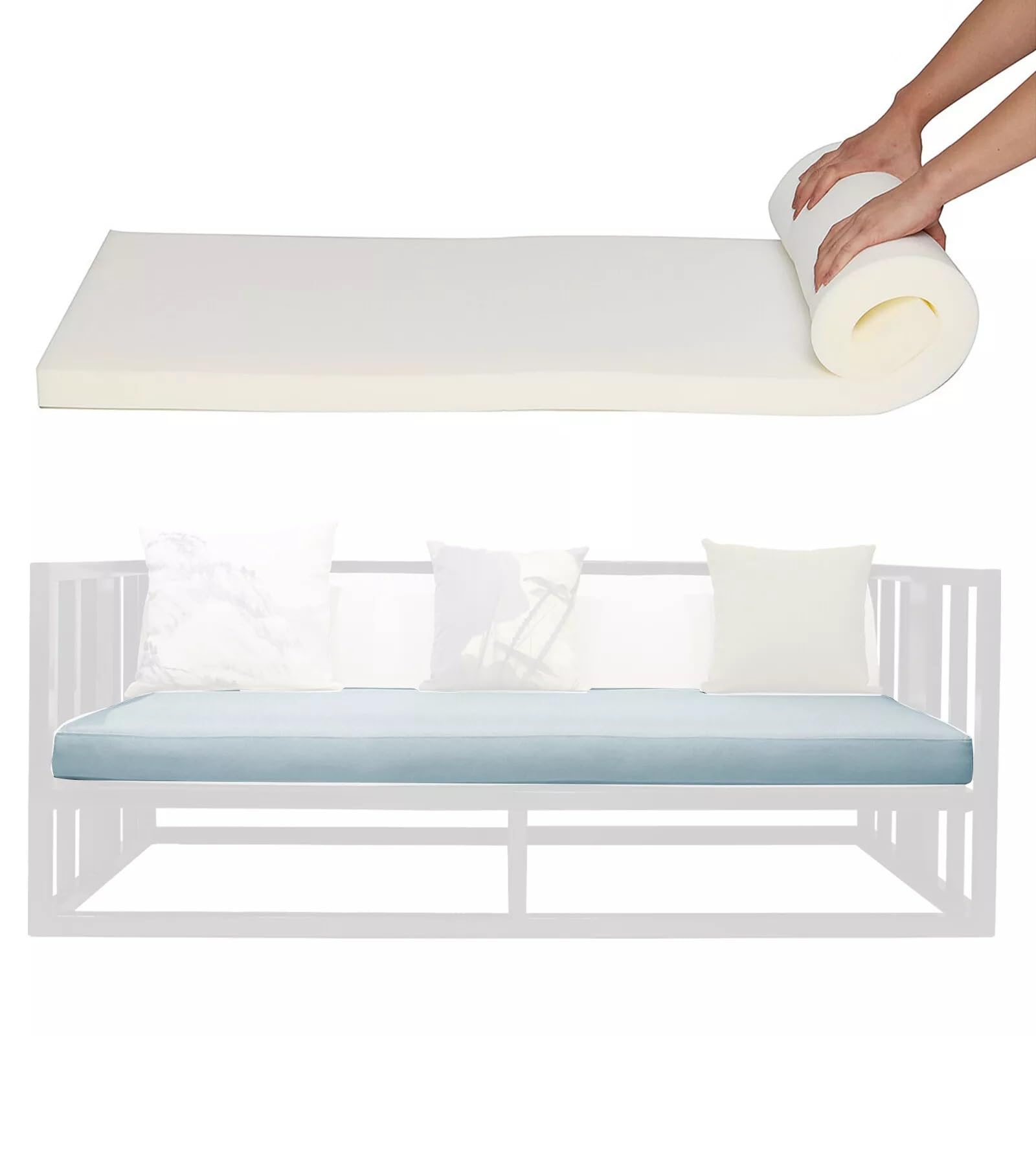 All4All Gommapiuma per Imbottitura - Materasso - Spugna per Divani, Divani Seduta- Alta Densità - 90x200x10 - D25/44