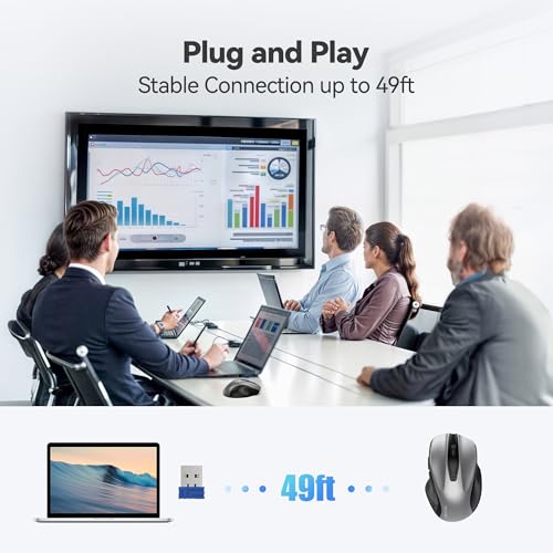 Image of TECKNET Wireless Mouse, 2.4G Ergonomic Computer Mouse, 2600 DPI, Silver