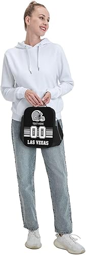 Vista 35 de Bolsa de almuerzo personalizada de Nueva Inglaterra, regalos para hombres, mujeres, fanáticos, con nombre y número personalizados, correas de hombro