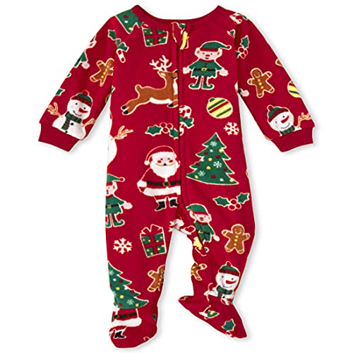 Image of The Children's Place unisex-baby and Toddler Holiday Fleece One Piece Pajamas
