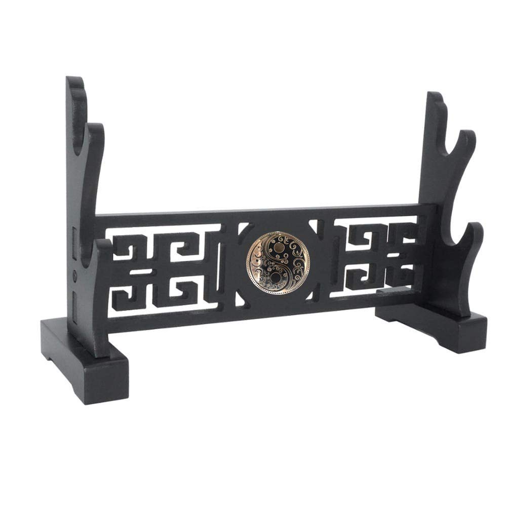 RybdaFDc Sword Holder Rack Stand Horizontal Display Samurai Katana Wakizashi Classical Hollow Out Pattern Tai Chi 1-3 Tiers(2Tier)