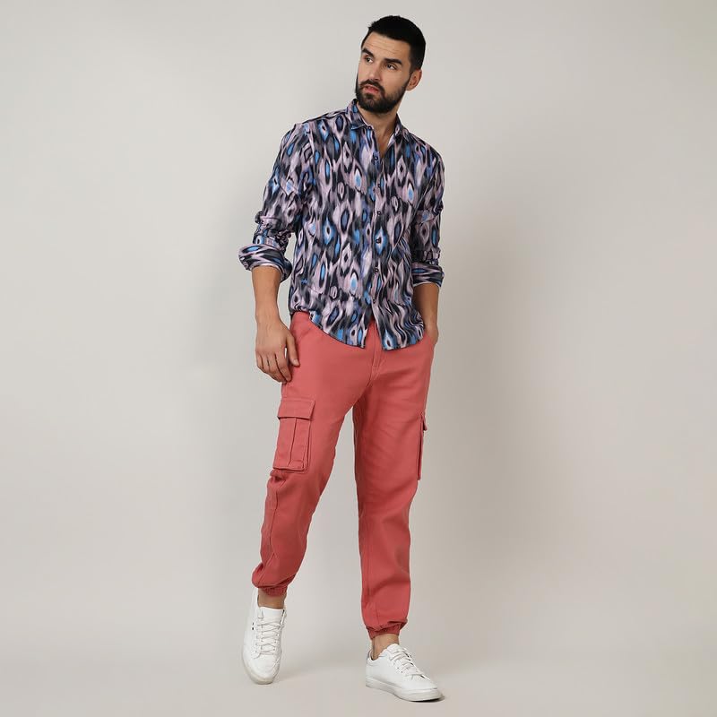 Image of CAHOOT Men's Twisted Crease Shirt for Casual Wear | Spread Collar | Long Sleeve | Button Closure | Shirt Crafted with Comfort Fit for Everyday Wear