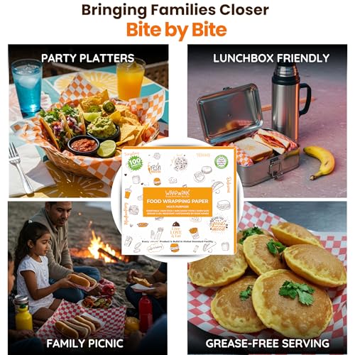Image of Food Wrapping Paper Sheets | Delhi Sheets | 100 Sheets | Food Grade | Oil Resistant & Non Soggy | Roti Chapati Burger Pizza Sandwich Paper | Parchment Paper (Chequered, 11x12 inch)