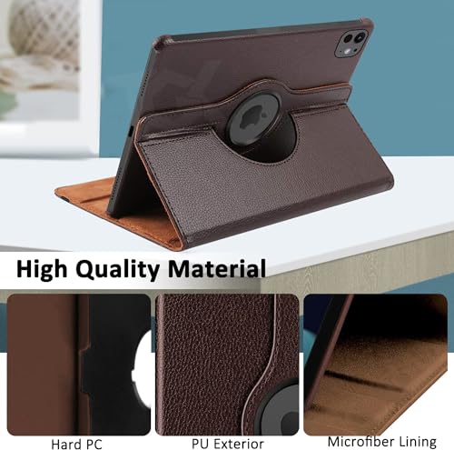 Image of TGK Rotating Case for iPad Pro 11 Inch M5 2025 /M4 2024 Model A3357 /A3358 /A3359 /A2836 /A2837 /A3006, Cover for 6th /5th Gen iPad Pro 11 inch (Brown)