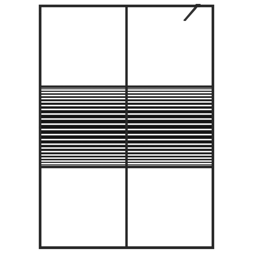 Mampara de ducha de cristal templado transparente de 140 x 195 cm con marco de aluminio negro, panel lateral ajustable, protección contra salpicaduras para ducha a ras de suelo, divisor para