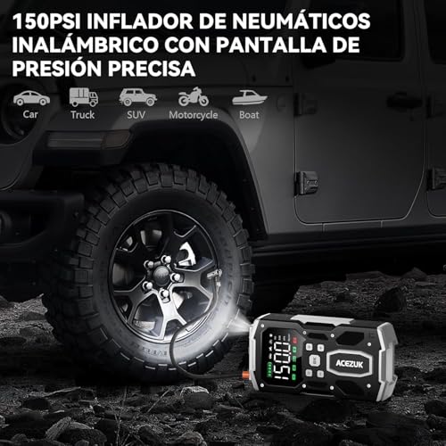 Arrancador de coche 12V con compresor de aire portátil ACEZUK 3
