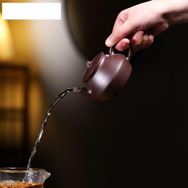 Bouilloire à thé 190 ML, théière Classique en Argile Violette, poterie Artisanale en Terre Crue Violette avec Filtre, Service à thé Chinois Zisha, théière pour cuisinière