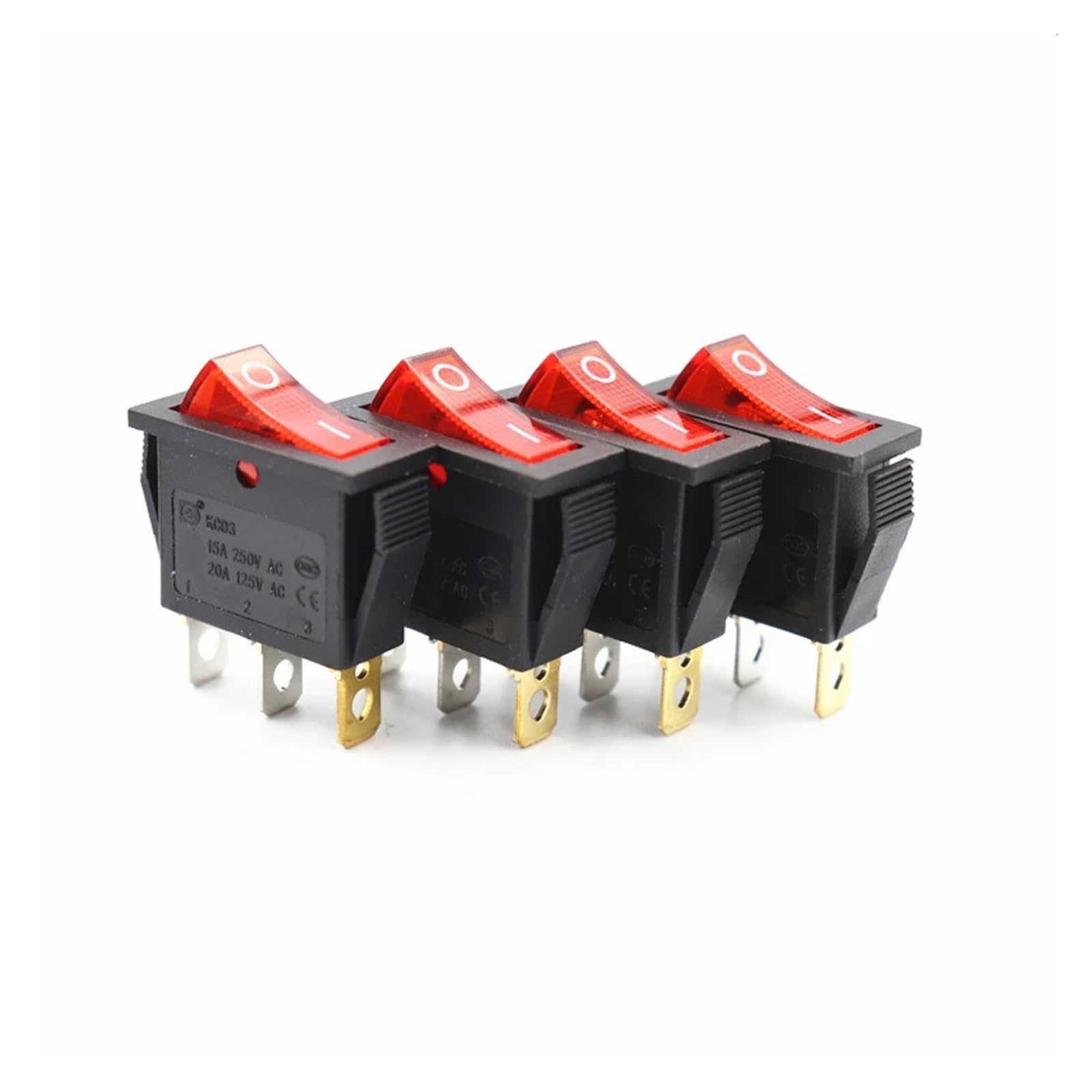 4 przyciski i światła przełącznika kołyskowego KCD3-101 220 V/12 V (4 szt. czerwony, 12 V)