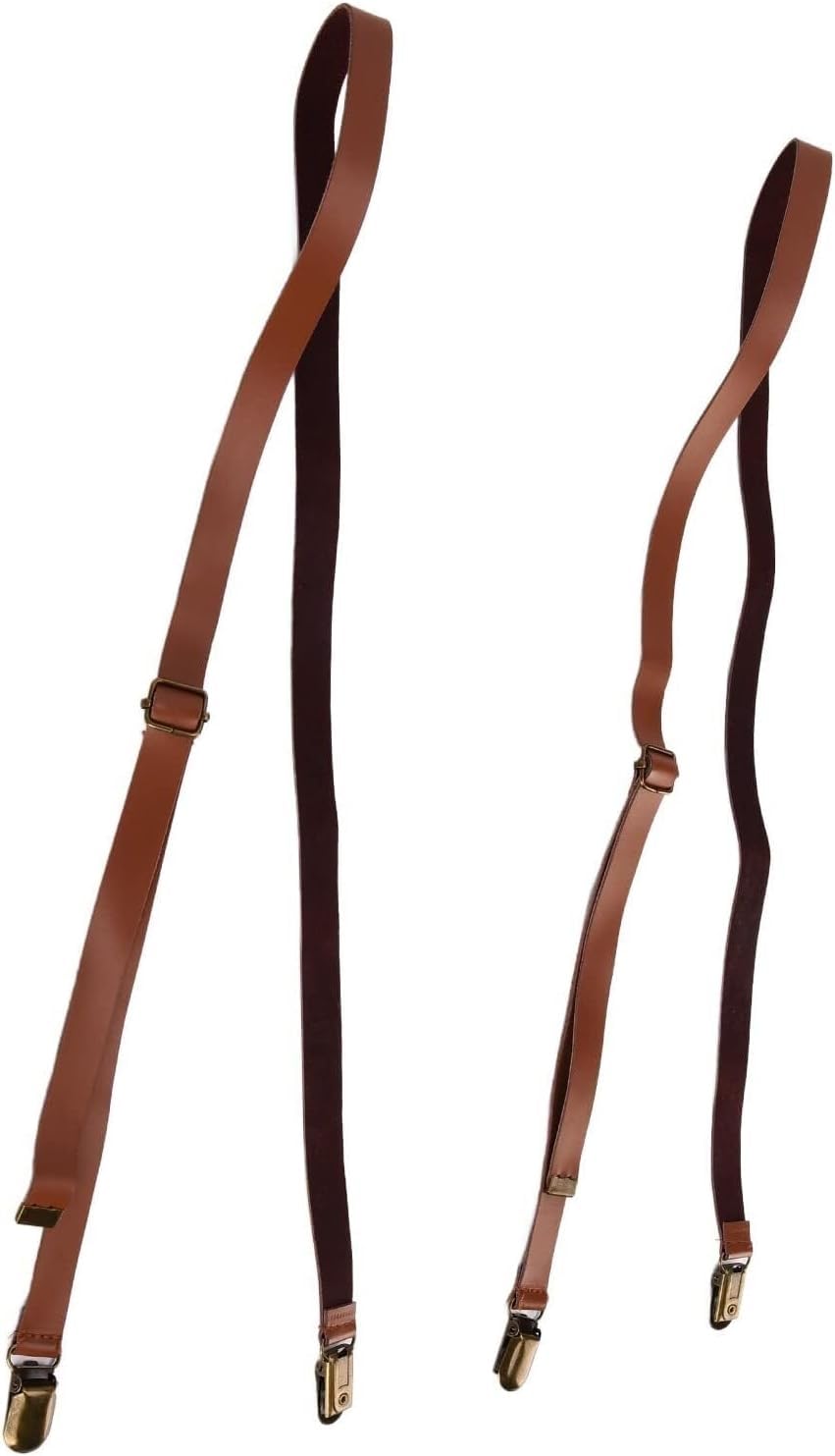Tirantes ajustables for hombre, 2, cuero de vaca, clips metálicos for pantalones, trajes