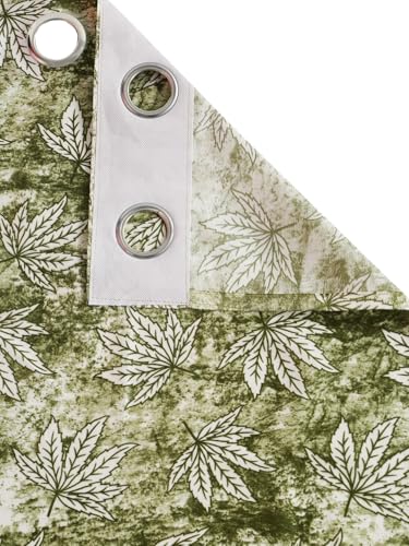 Image of Home Sizzler 2 Pieces Leaf Mist Grommet Eyelet Polyester Long Door Curtains - 9 Feet, Olive Green
