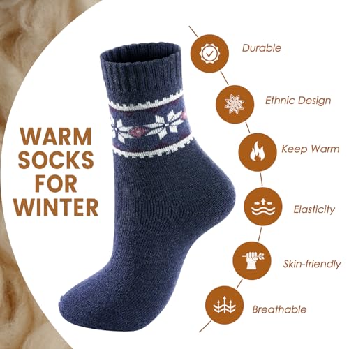 Image of Pleneal Wool Socks for Women - Womens Wool Socks Winter Warm Cozy Knit Sock for Women Men