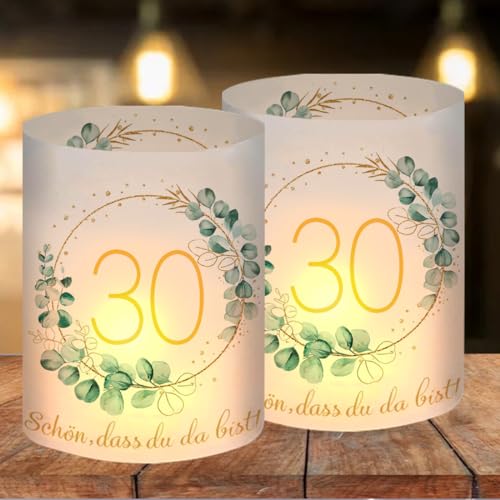 Lot de 12 Photophores Décoratifs de Table pour 30 Ans, Lanterne Bougies pour Décoration Anniversaire 30 Ans Homme Femme, Décoration de Table Happy Birthday,...
