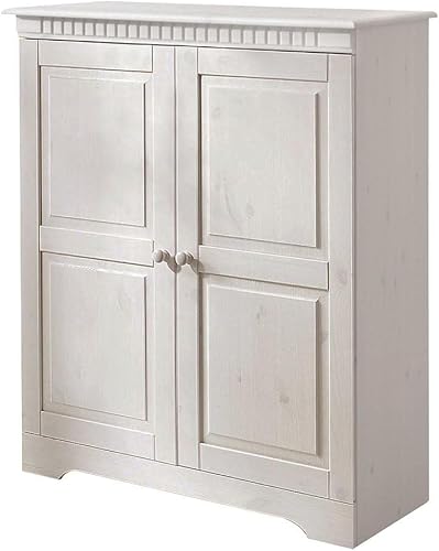 Miniatura 1 de REALROOMS Cubrix - Armario cerrado de madera maciza con 2 puertas, color blanco y lacado